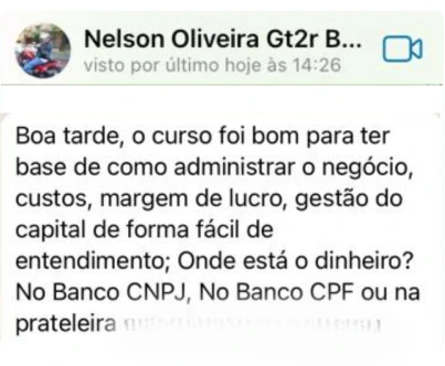 Mensagem de Nelson Oliveira sobre o método GT2R