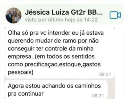 Mensagem de Jéssica Luiza sobre o método GT2R